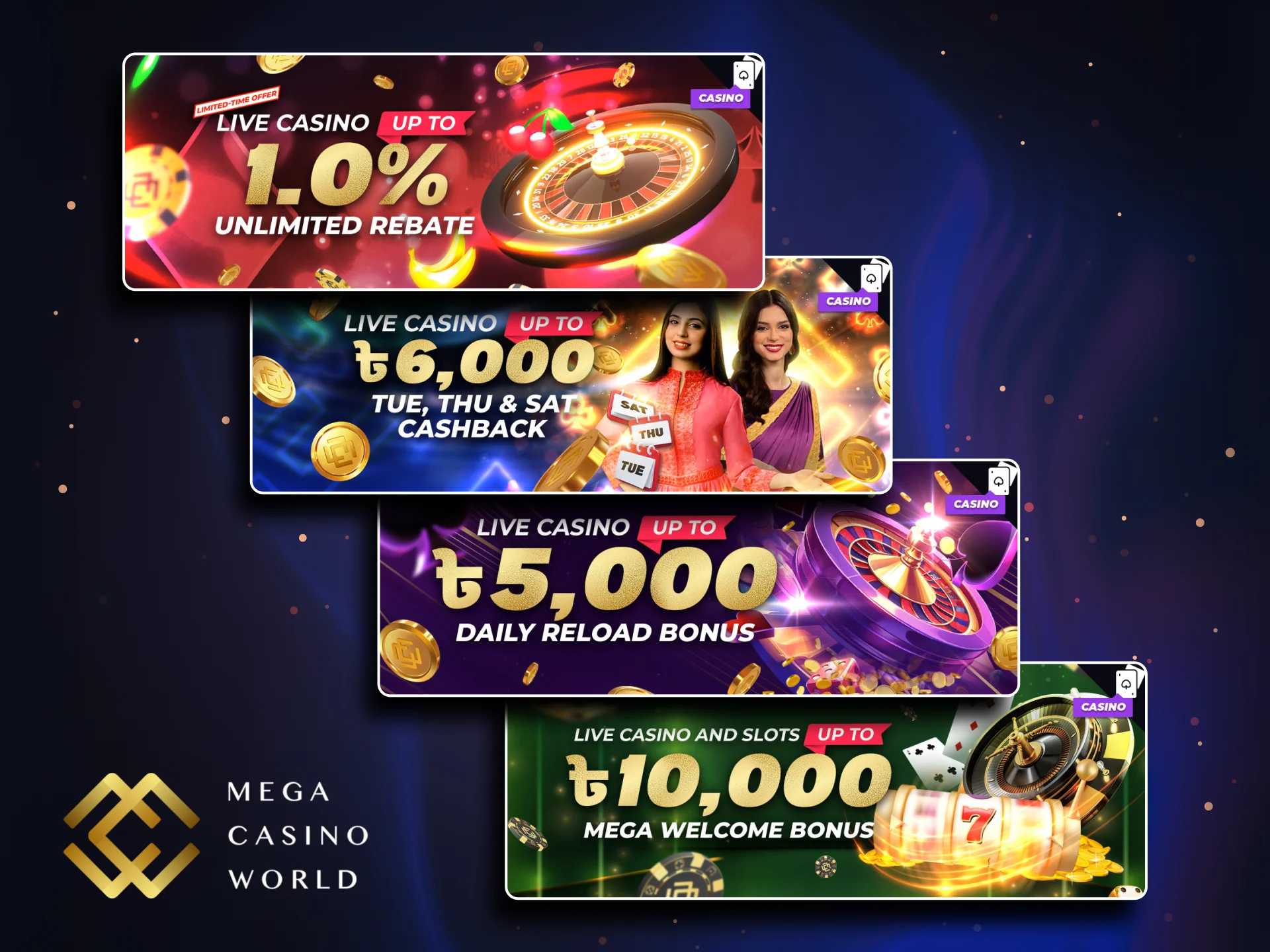 Use exclusive MCW bonuses available for the live casino section.