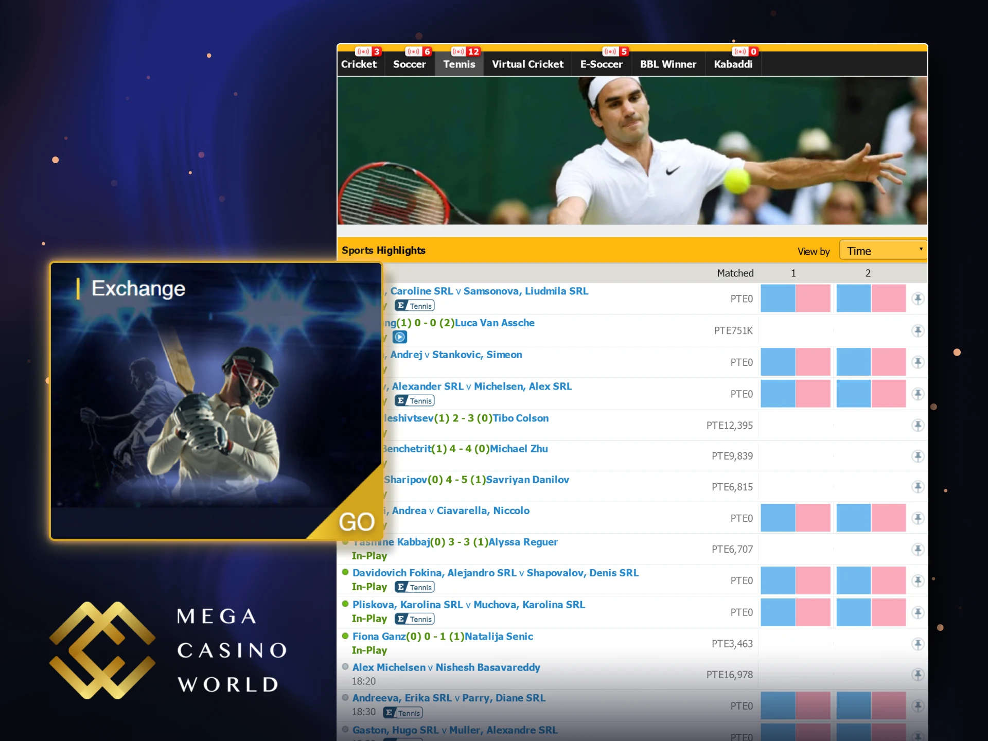 The MCW exchange section provides a way for users to bet against one another.