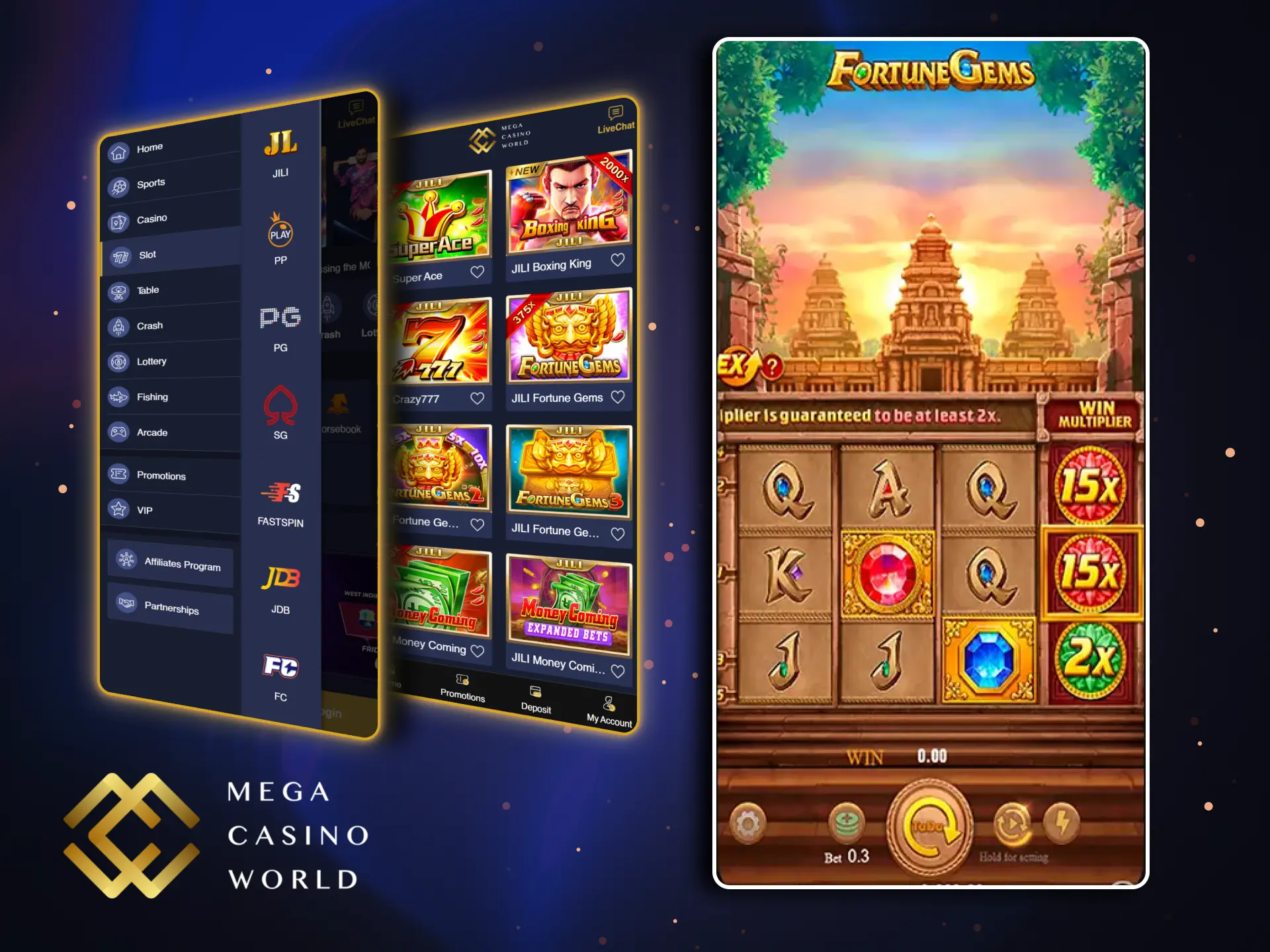 Play your favorite slots from your phone using the MCW app.