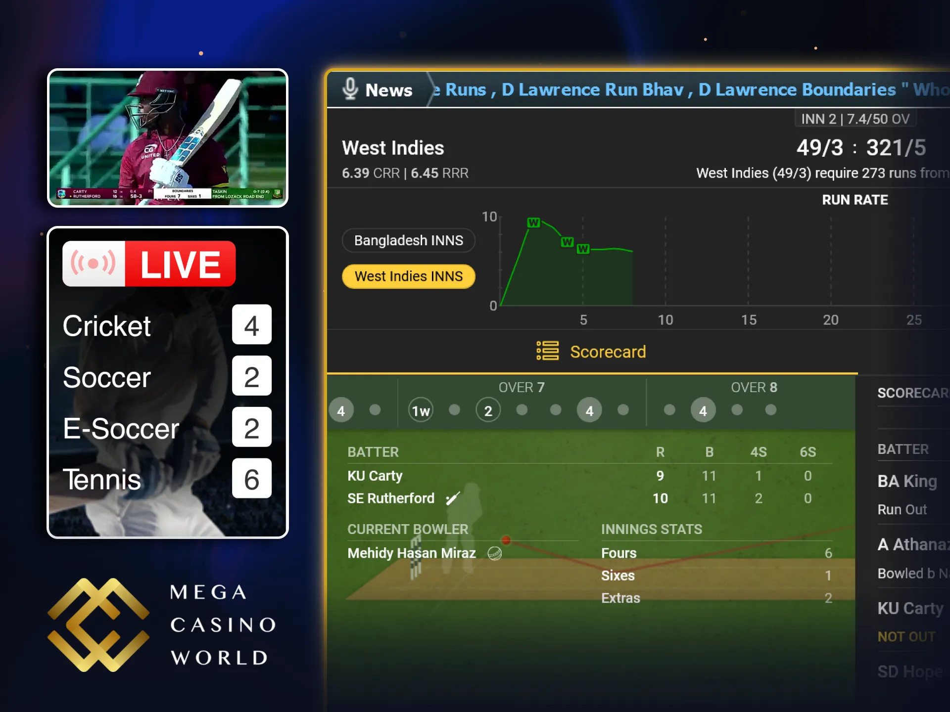 Try out betting in real-time on the MCW platform.