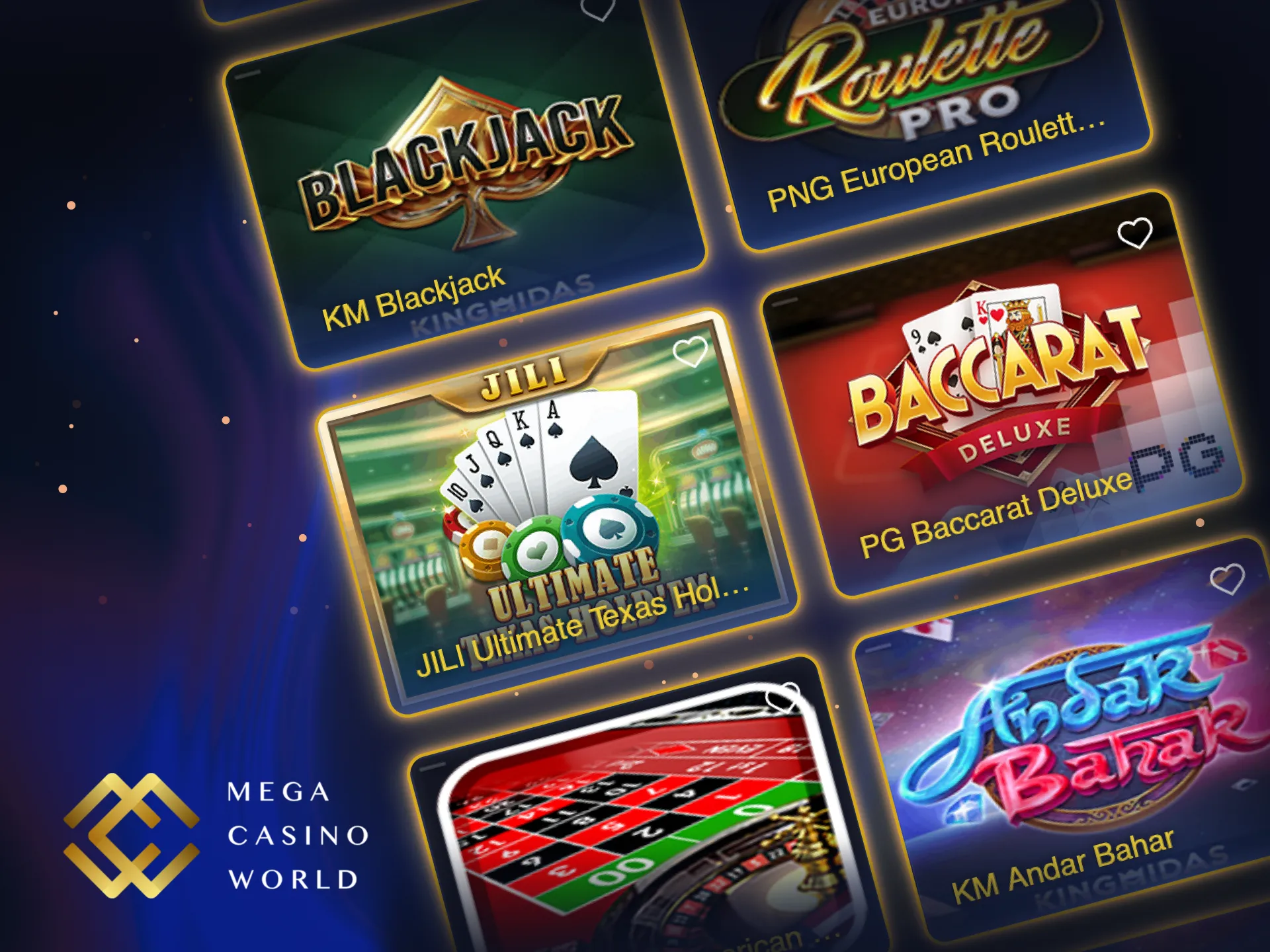 Most popular casino table games are available at MCW.